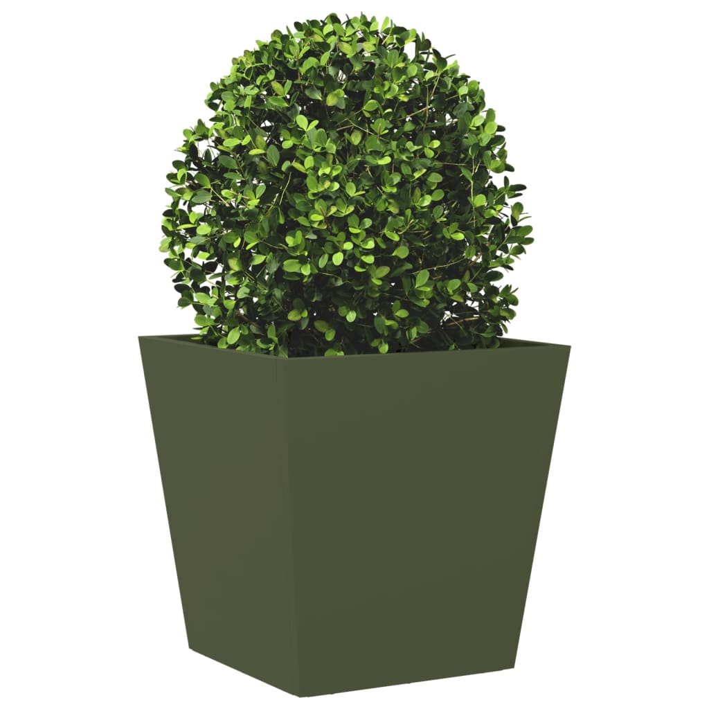 Fioriera da Giardino Verde Oliva 40x40x40 cm in Acciaio