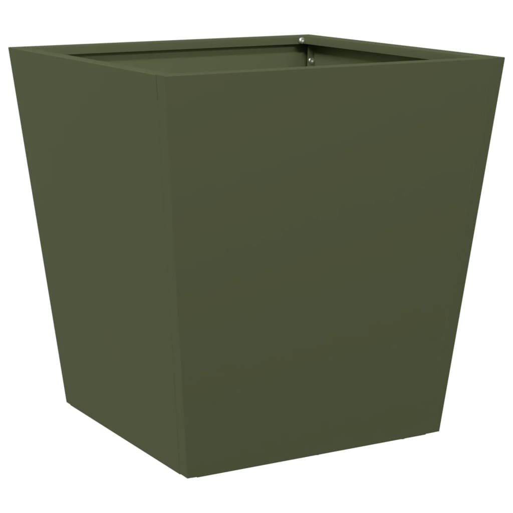 Fioriere da Giardino 2 pz Verde Oliva 40x40x40 cm in Acciaio