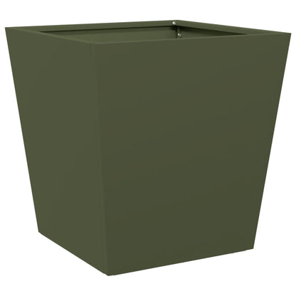 Fioriere da Giardino 2 pz Verde Oliva 40x40x40 cm in Acciaio