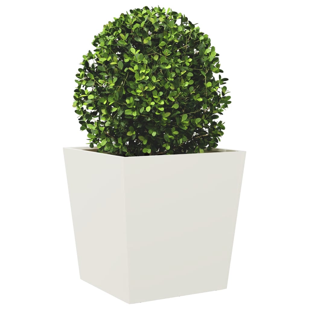 Fioriere da Giardino 2 pz Bianche 50x50x50 cm in Acciaio