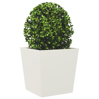 Fioriere da Giardino 2 pz Bianche 50x50x50 cm in Acciaio