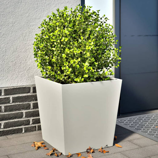Fioriere da Giardino 2 pz Bianche 50x50x50 cm in Acciaio | homemem39