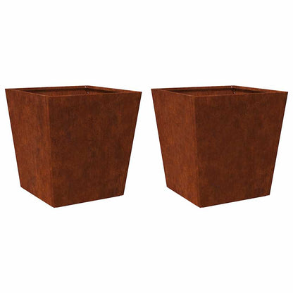 Fioriere da Giardino 2 pz 50x50x50 cm in Acciaio Corten