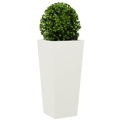 Fioriera da Giardino Bianca 35x35x75 cm in Acciaio