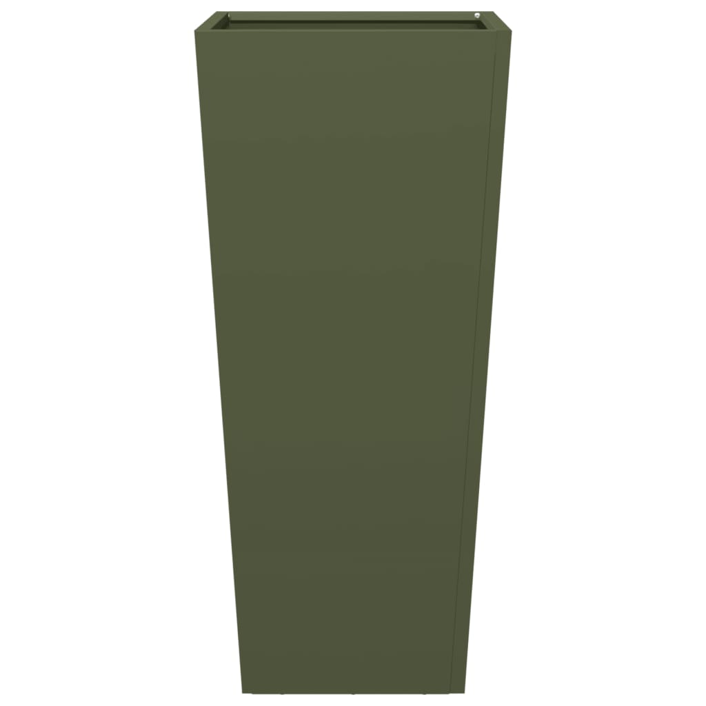 Fioriera da Giardino Verde Oliva 35x35x75 cm in Acciaio