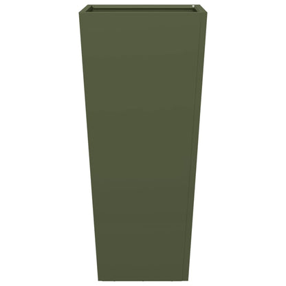 Fioriera da Giardino Verde Oliva 35x35x75 cm in Acciaio