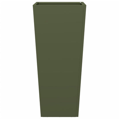 Fioriere da Giardino 2 pz Verde Oliva 35x35x75 cm in Acciaio