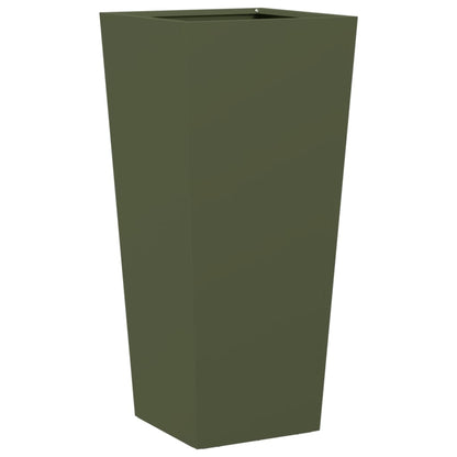 Fioriere da Giardino 2 pz Verde Oliva 35x35x75 cm in Acciaio