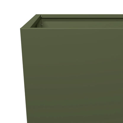 Fioriere da Giardino 2 pz Verde Oliva 35x35x75 cm in Acciaio