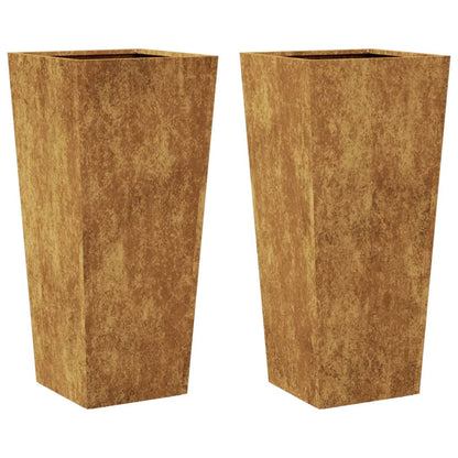 Fioriere da Giardino 2 pz 35x35x75 cm in Acciaio Corten