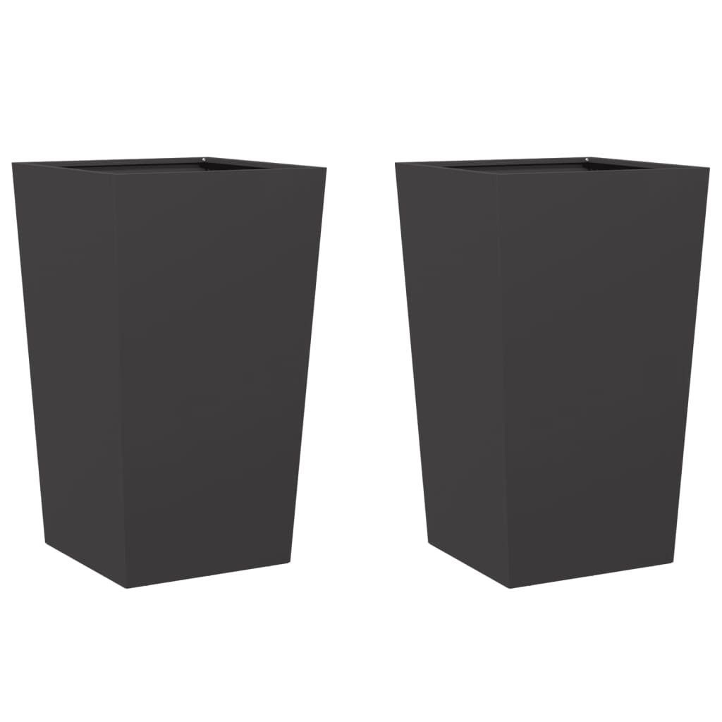 Fioriere da Giardino 2 pz Nere 45x45x75 cm in Acciaio