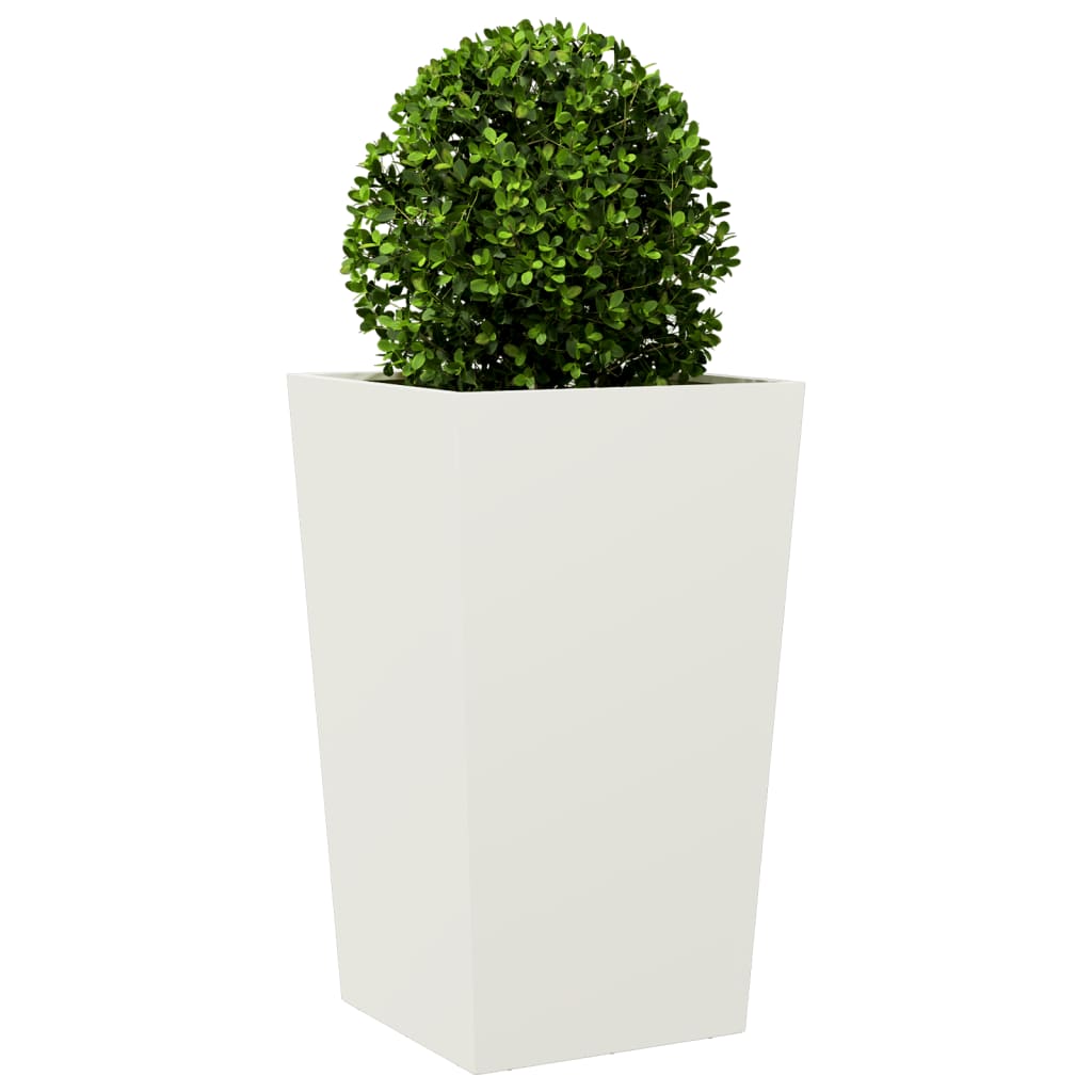 Fioriere da Giardino 2 pz Bianche 45x45x75 cm in Acciaio