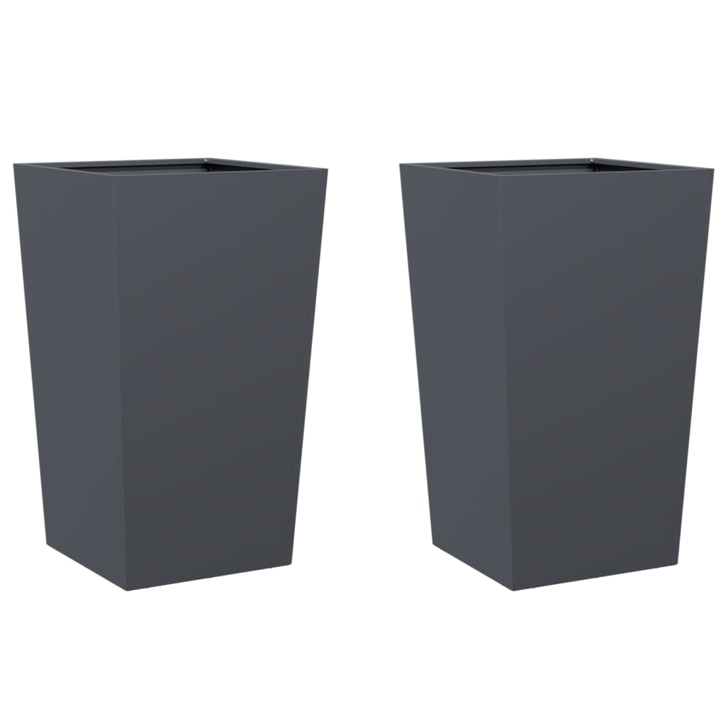 Fioriere da Giardino 2 pz Antracite 45x45x75 cm in Acciaio