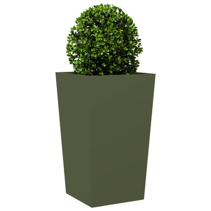 Fioriera da Giardino Verde Oliva 45x45x75 cm in Acciaio