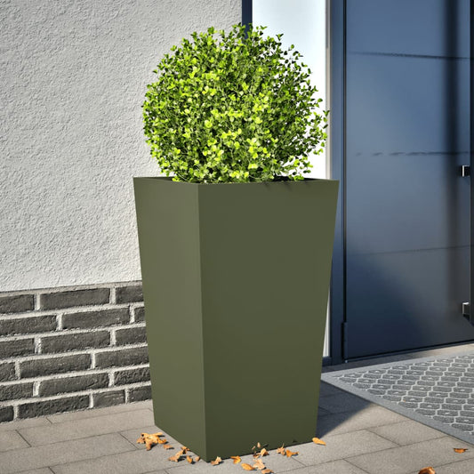Fioriera da Giardino Verde Oliva 45x45x75 cm in Acciaio