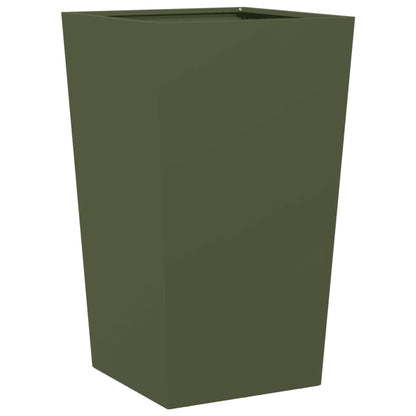 Fioriere da Giardino 2 pz Verde Oliva 45x45x75 cm in Acciaio | homemem39