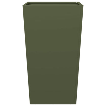 Fioriere da Giardino 2 pz Verde Oliva 45x45x75 cm in Acciaio | homemem39