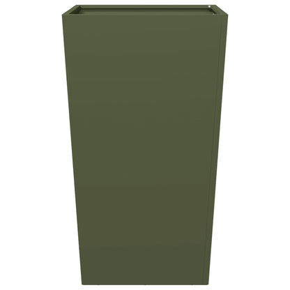 Fioriere da Giardino 2 pz Verde Oliva 45x45x75 cm in Acciaio