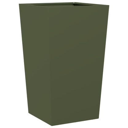 Fioriere da Giardino 2 pz Verde Oliva 45x45x75 cm in Acciaio | homemem39