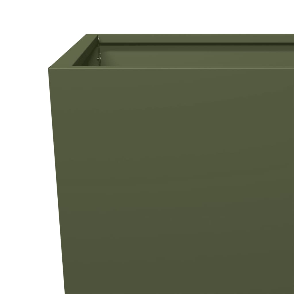 Fioriere da Giardino 2 pz Verde Oliva 45x45x75 cm in Acciaio | homemem39