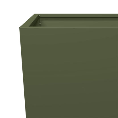 Fioriere da Giardino 2 pz Verde Oliva 45x45x75 cm in Acciaio | homemem39