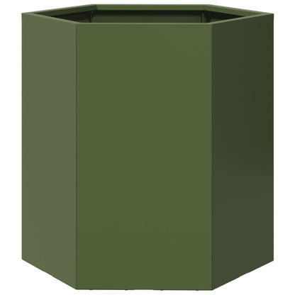Fioriera da Giardino Verde Oliva Esagono 46x40x45 cm Acciaio
