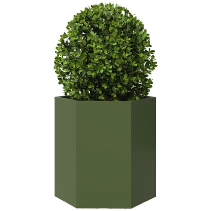 Fioriera da Giardino Verde Oliva Esagono 46x40x45 cm Acciaio - homemem39