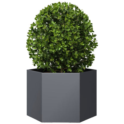 Fioriera da Giardino Antracite Esagono 69x60x45 cm in Acciaio | homemem39