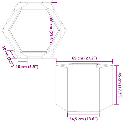 Fioriera Esagono 69x60x45 cm in Acciaio Zincato | homemem39