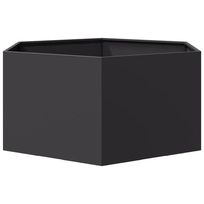 Fioriera da Giardino Nera Esagono 104x90x45 cm in Acciaio | homemem39