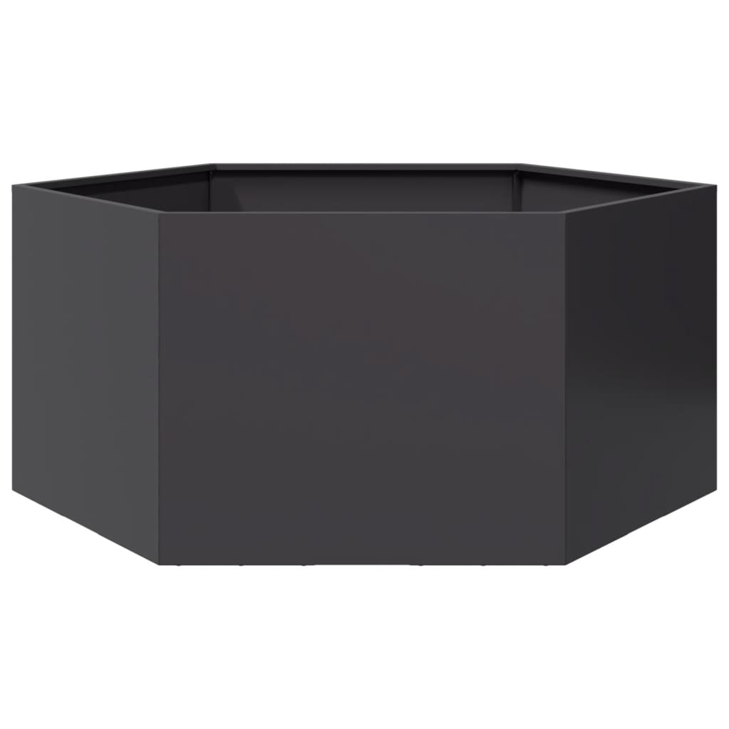 Fioriera da Giardino Nera Esagono 104x90x45 cm in Acciaio | homemem39