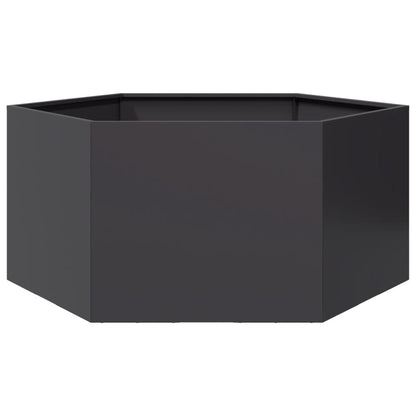 Fioriera da Giardino Nera Esagono 104x90x45 cm in Acciaio | homemem39