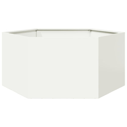 Fioriera da Giardino Bianca Esagono 104x90x45 cm in Acciaio | homemem39