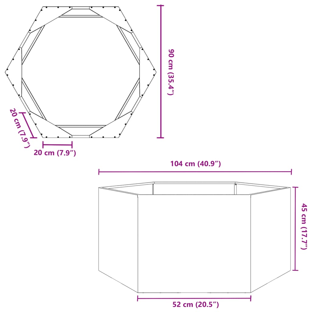 Fioriera da Giardino Bianca Esagono 104x90x45 cm in Acciaio | homemem39
