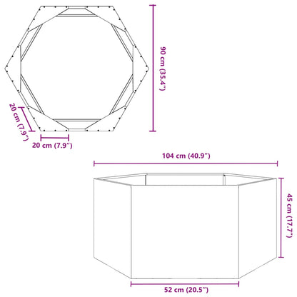 Fioriera da Giardino Bianca Esagono 104x90x45 cm in Acciaio | homemem39