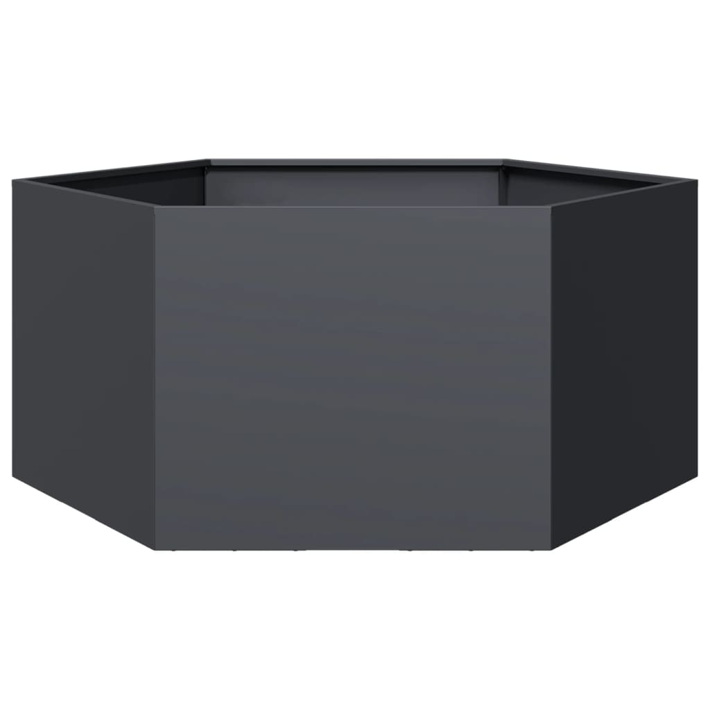 Fioriera da Giardino Antracite Esagono 104x90x45 cm in Acciaio | homemem39
