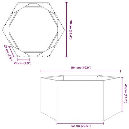 Fioriera da Giardino Antracite Esagono 104x90x45 cm in Acciaio | homemem39