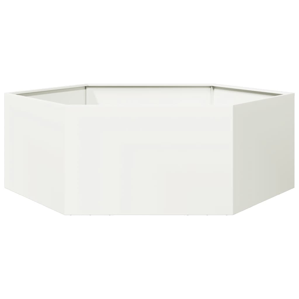 Fioriera da Giardino Bianca Esagono 138x120x45 cm in Acciaio | homemem39