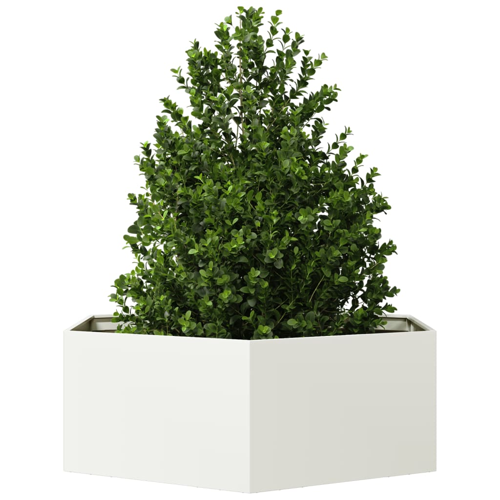 Fioriera da Giardino Bianca Esagono 138x120x45 cm in Acciaio | homemem39
