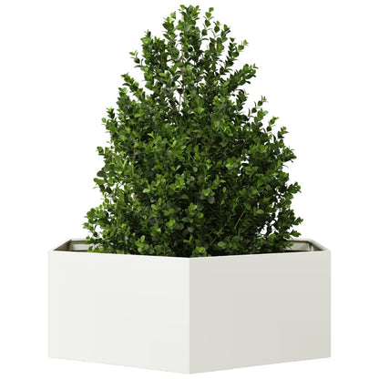 Fioriera da Giardino Bianca Esagono 138x120x45 cm in Acciaio | homemem39