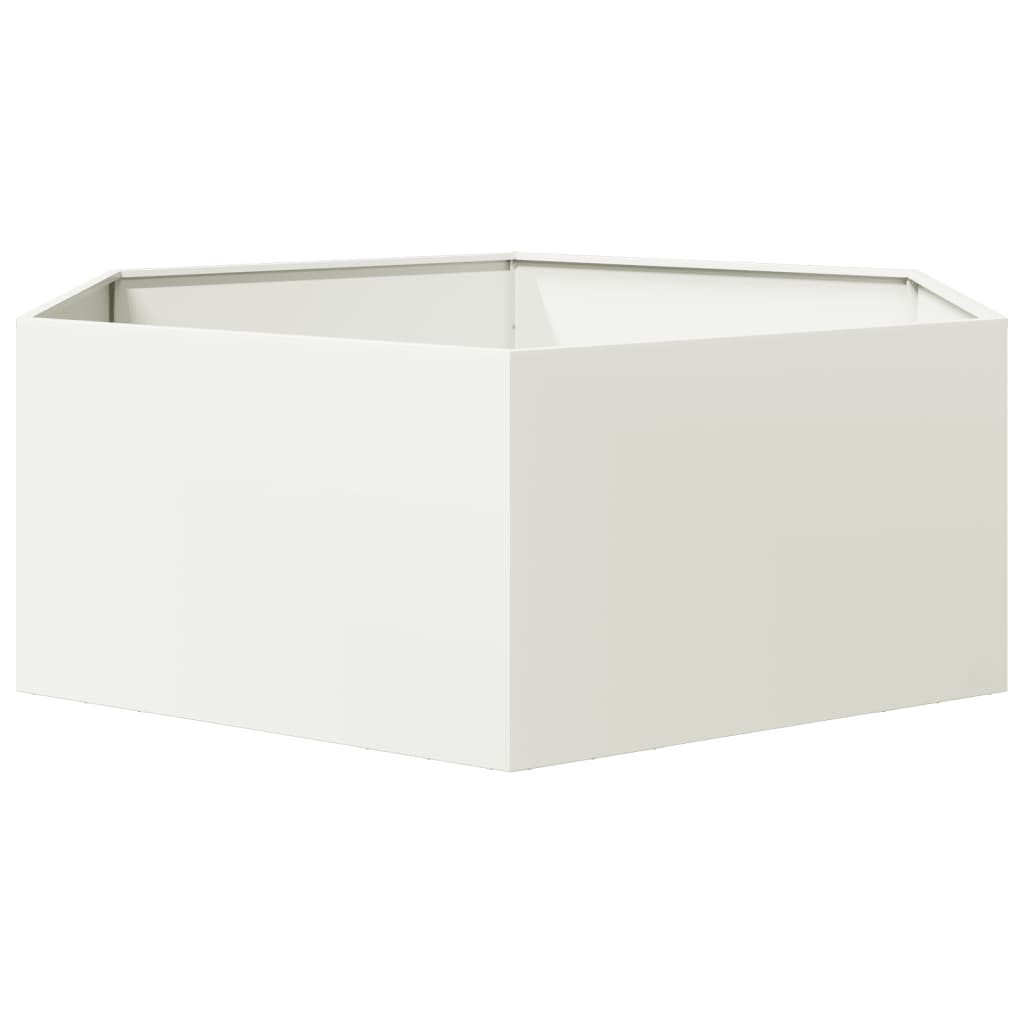 Fioriera da Giardino Bianca Esagono 138x120x45 cm in Acciaio | homemem39