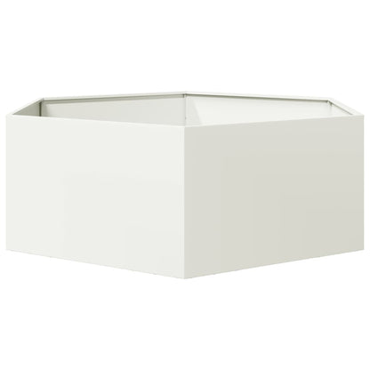 Fioriera da Giardino Bianca Esagono 138x120x45 cm in Acciaio | homemem39