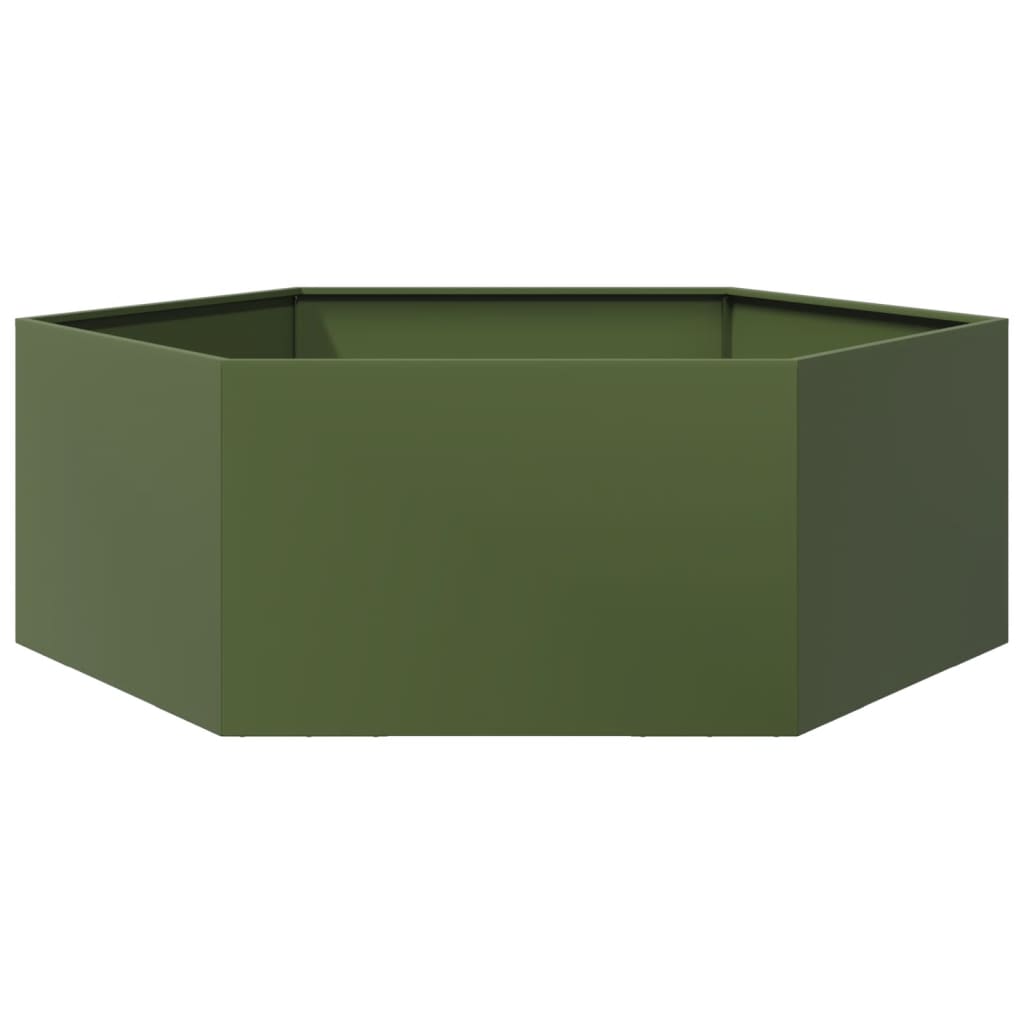 Fioriera da Giardino Verde Oliva Esagono 138x120x45 cm Acciaio - homemem39
