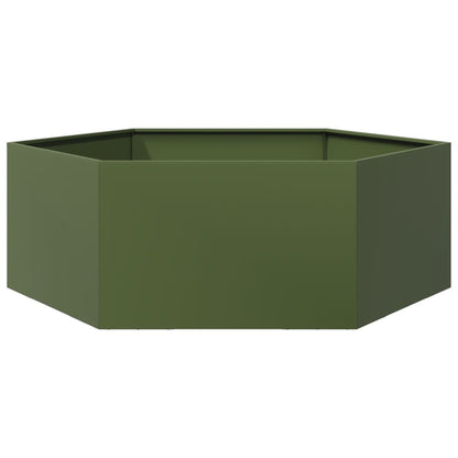 Fioriera da Giardino Verde Oliva Esagono 138x120x45 cm Acciaio - homemem39