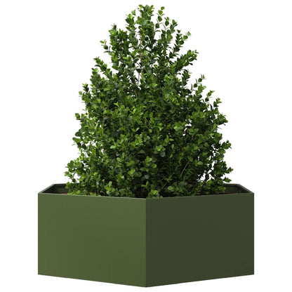 Fioriera da Giardino Verde Oliva Esagono 138x120x45 cm Acciaio - homemem39