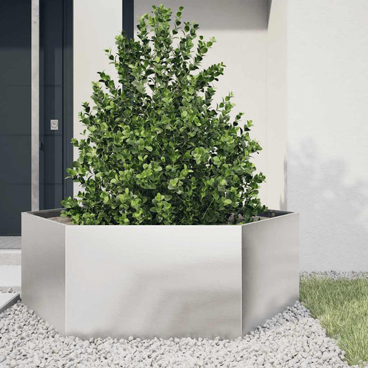 Fioriera da Giardino Esagono 138x120x45 cm in Acciaio Inox - homemem39