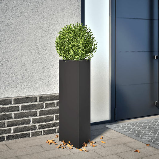 Fioriera da Giardino Nera Triangolare 30x26x75 cm in Acciaio | homemem39
