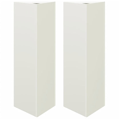 Fioriere 2 pz Bianche Triangolari 30x26x75 cm in Acciaio