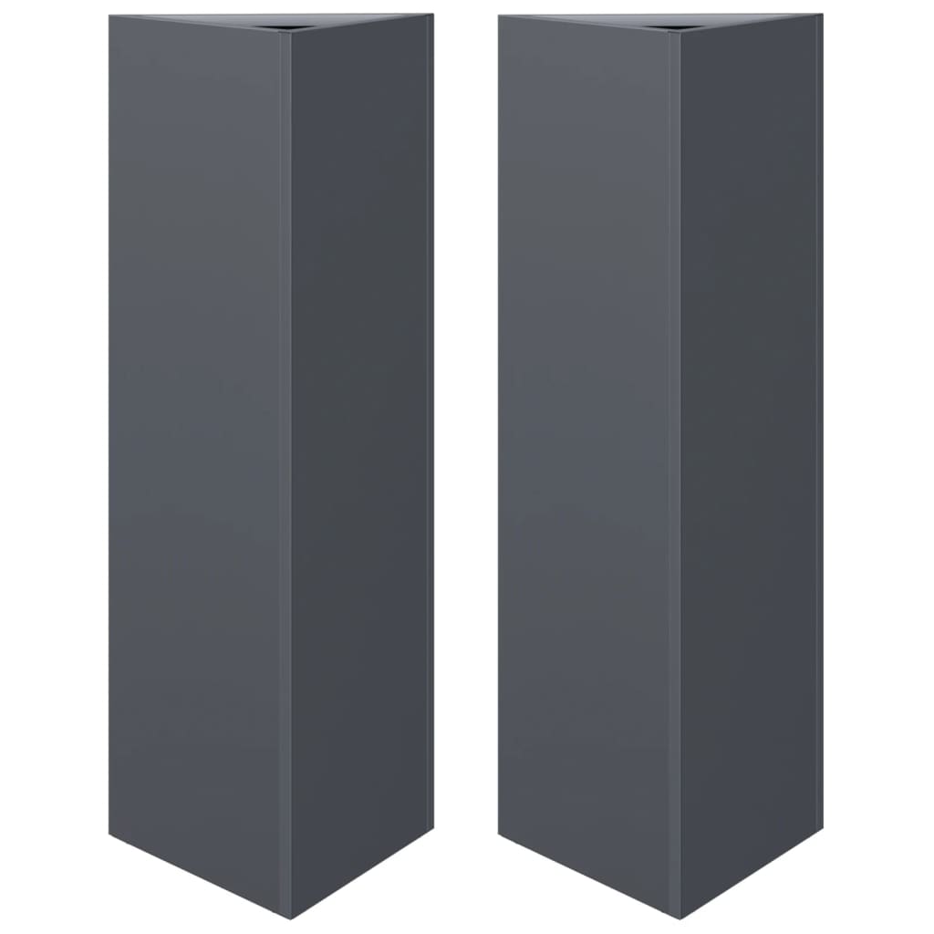 Fioriere 2 pz Antracite Triangolari 30x26x75 cm in Acciaio | homemem39