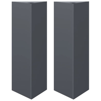 Fioriere 2 pz Antracite Triangolari 30x26x75 cm in Acciaio | homemem39